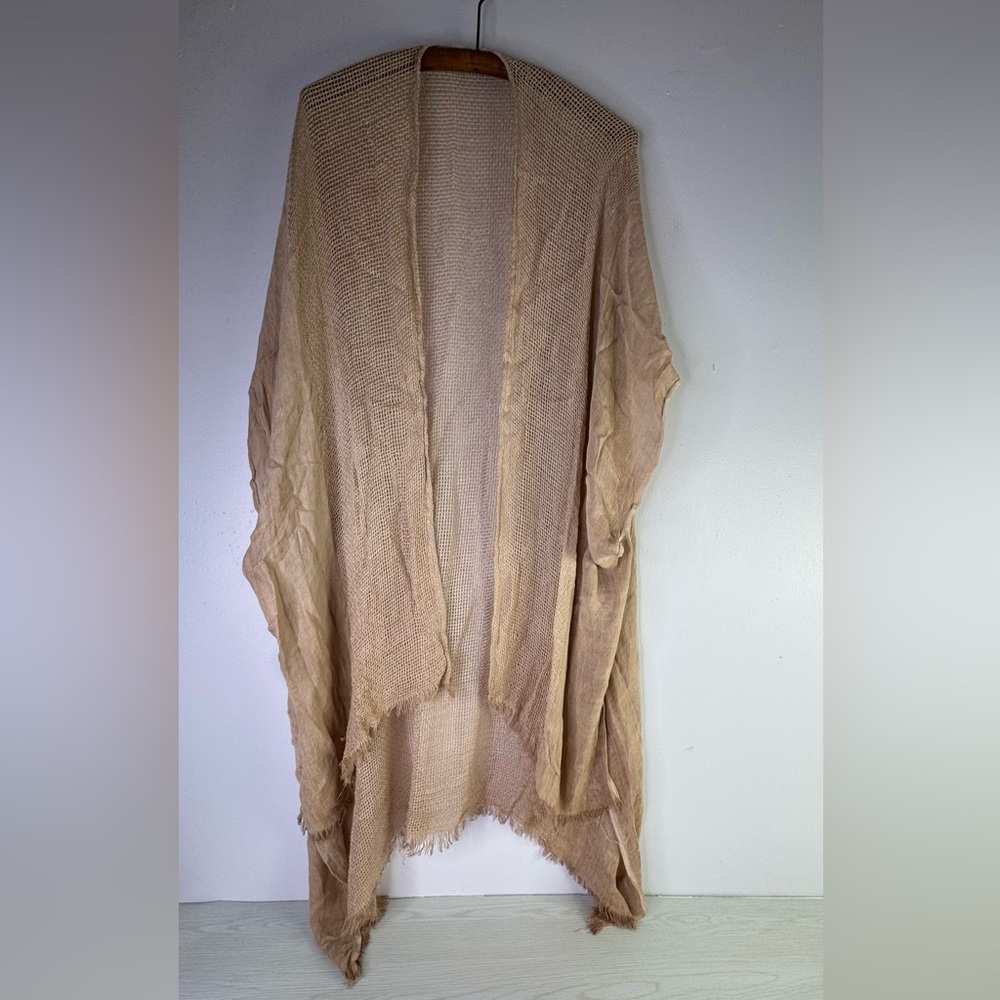 Free People Beach Open Knit Long Cardigan Sleeveless Medium Pink 100% Viscose